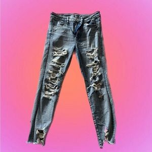american eagle medium wash denim ripped skinny jeans